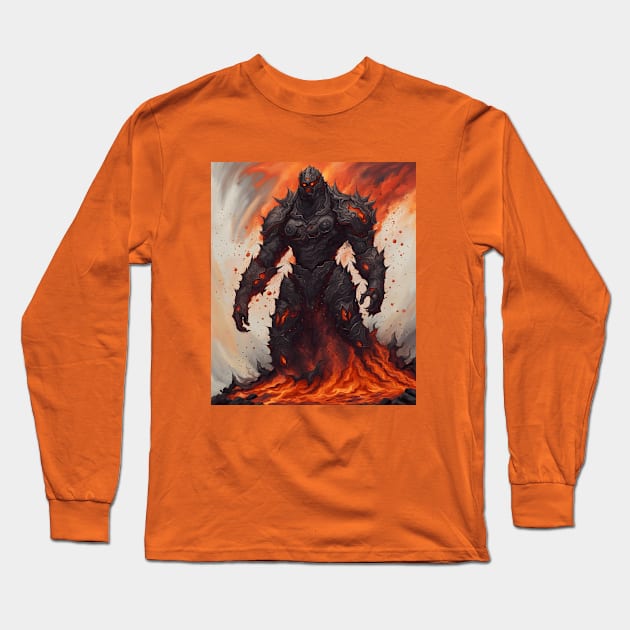 Motlen lava golem fire Long Sleeve T-Shirt by Bravetee